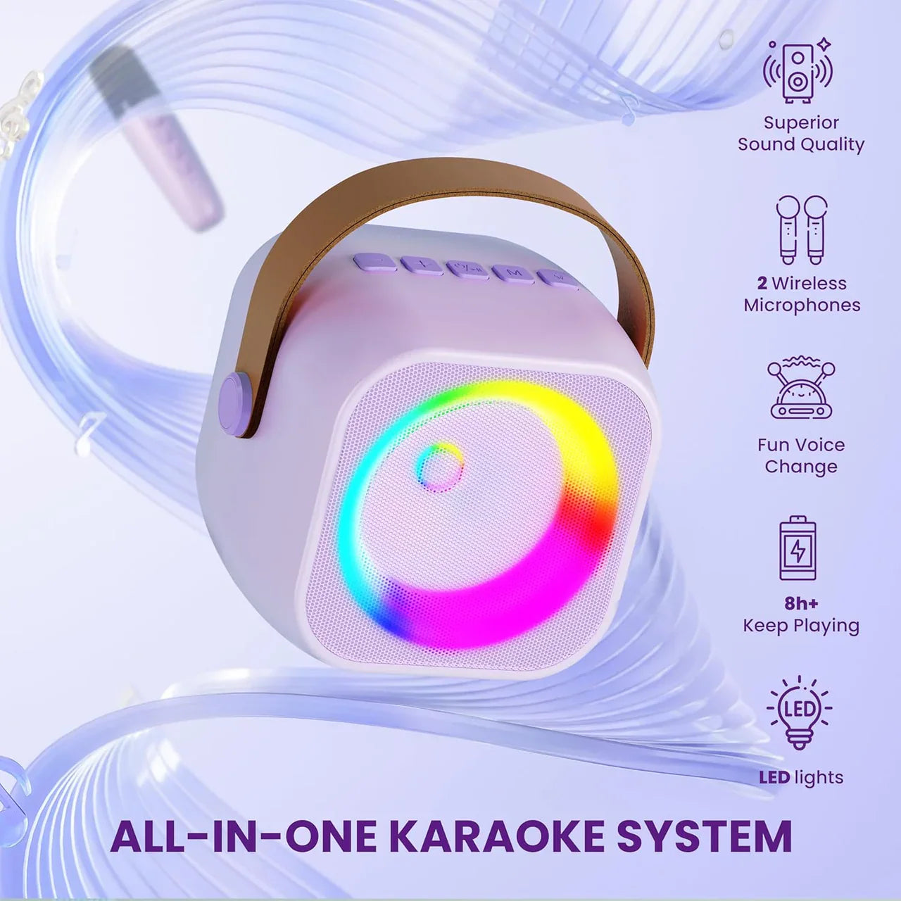 Kids Bluetooth Speaker System with 1 Wireless Mic