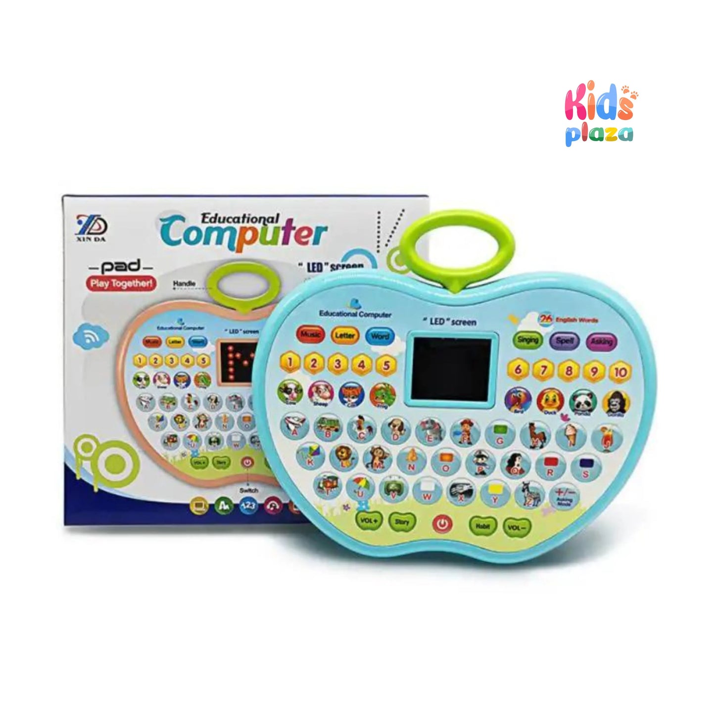 Apple Shape Educational Mini Computer Laptop Toy for Kids LED Display