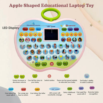 Apple Shape Educational Mini Computer Laptop Toy for Kids LED Display