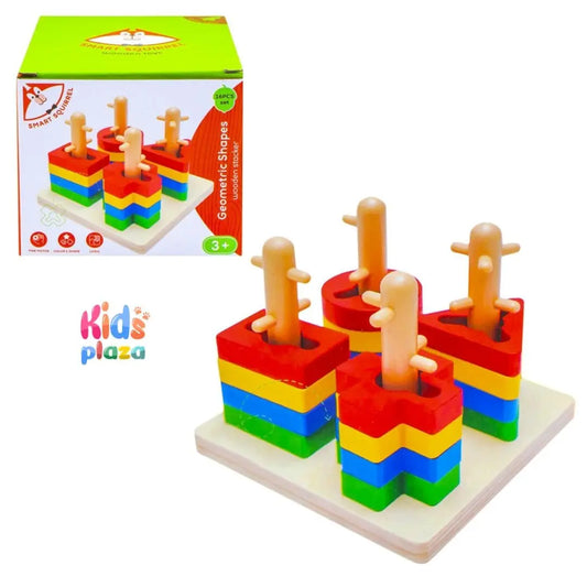 Wooden Geometric Nesting Preschool Sorter Toy For Kids