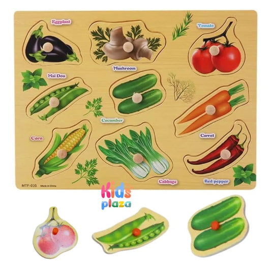 Wooden Vegetable Puzzle Tray for Early Education